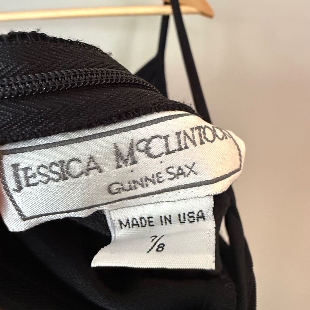 Jessica McClintock Gunne Sax Velvet Black Gown 90s Maxi Dress Mixed Media S Noir - Picture 8 of 13